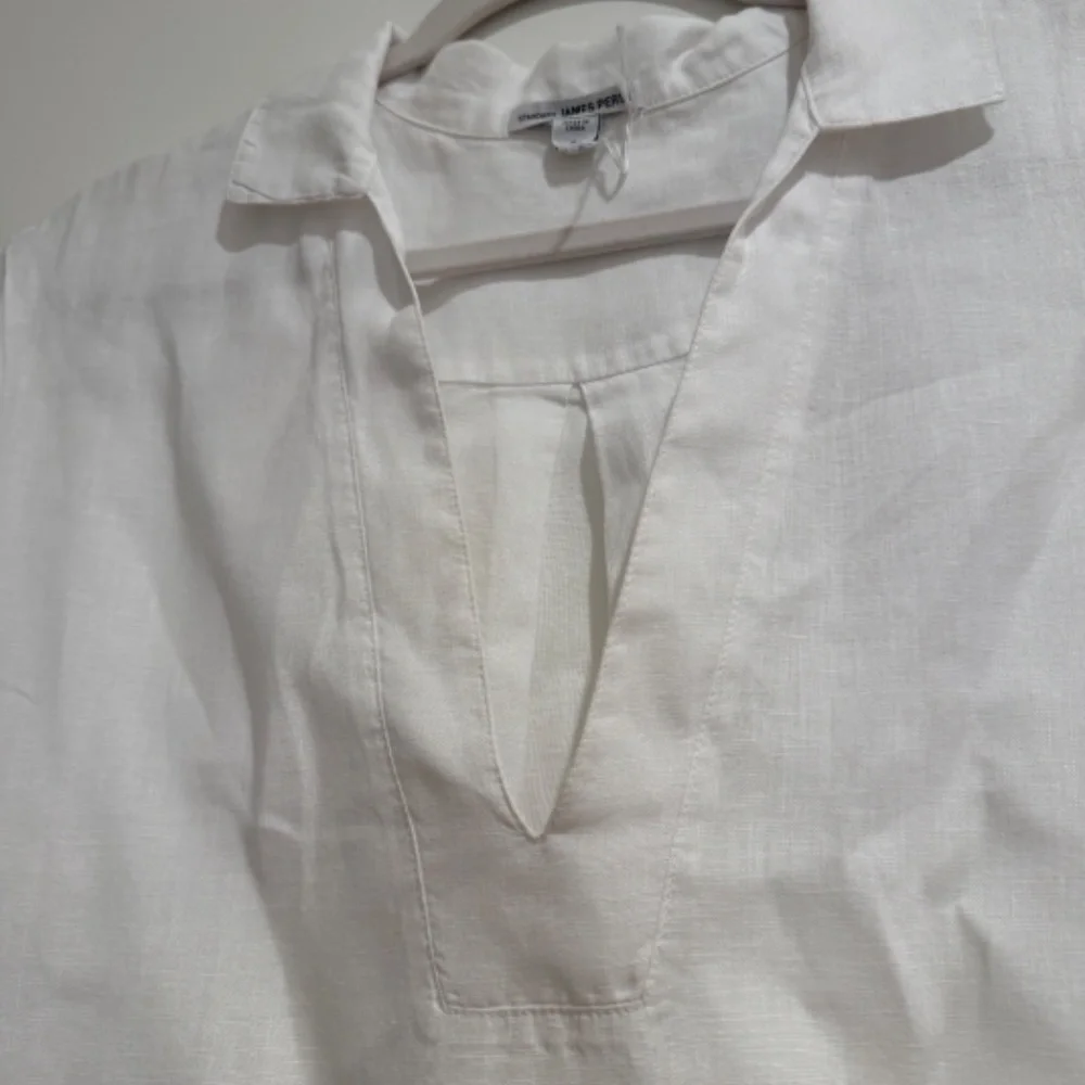James Perse White Linen Cotton Short Sleeved Dress - Size 2 - Picture 5 of 5